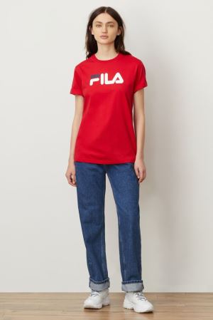 FILA Eagle Tee Shirts Red / White,Womens Clothing | CA.QTALNR213